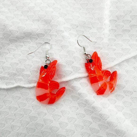 Shrimp Earrings, Shrimp Gifts, Novelty Earrings, Sushi Earrings - Picture 4 of 4